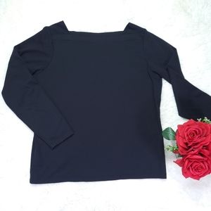 L.L. Bean 100% Cotton Square Neck Black Longsleeve Tee Size L